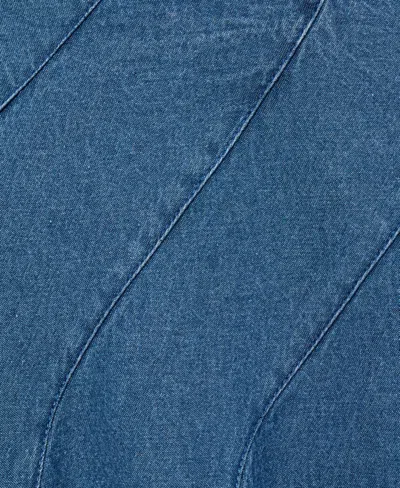 Mango Denim Midi-skirt With Stitching Medium Blue In Blue