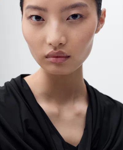 Mango Drape Neck Top In Black