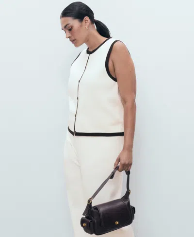 Mango Contrasting Low-rise Knitted Trousers Ecru In White