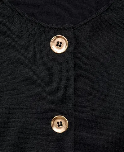 Mango Knitted High Neck Vest With Gold Buttons In Black