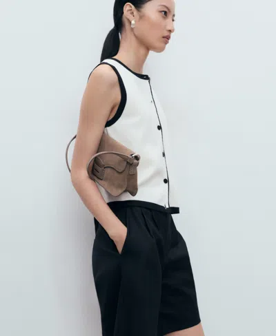Mango Knitted Waistcoat With Contrast Detail Ecru In White