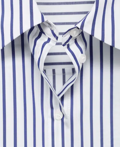 Mango Stripe Crop Button-up Shirt In Blue