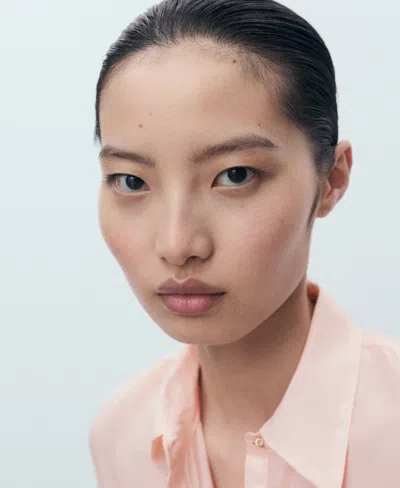 Mango Modal Shirt With Rhinestones Pastel Pink In Pink