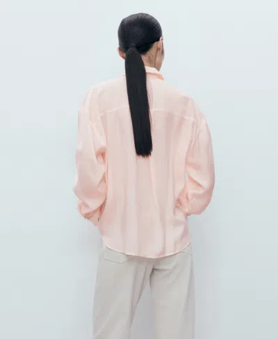 Mango Modal Shirt With Rhinestones Pastel Pink In Pink