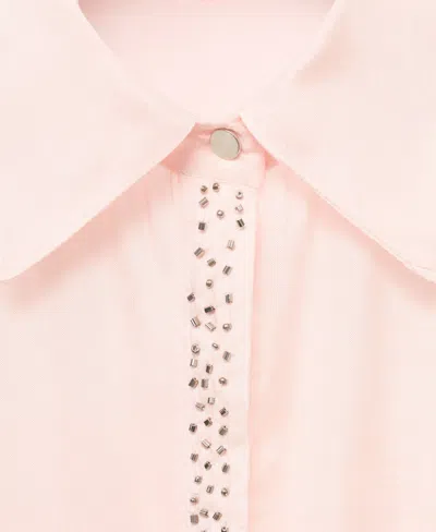 Mango Modal Shirt With Rhinestones Pastel Pink In Pink