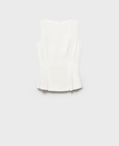 Mango Sleeveless Peplum Top In White
