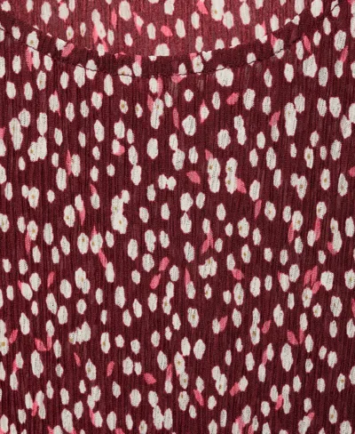 Mango Floral Puff Sleeve Pleated Maxi Dress In Brown