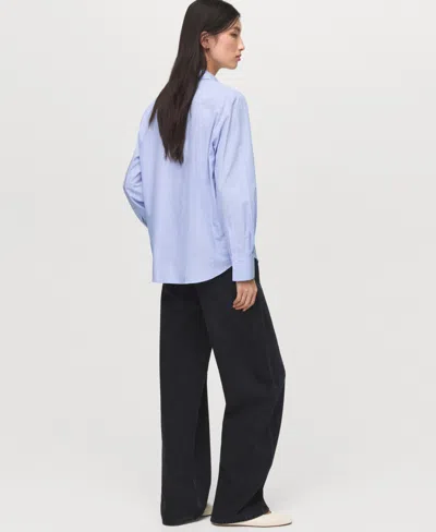 Mango Cotton And Lyocell Blend Straight Shirt Sky Blue In Blue
