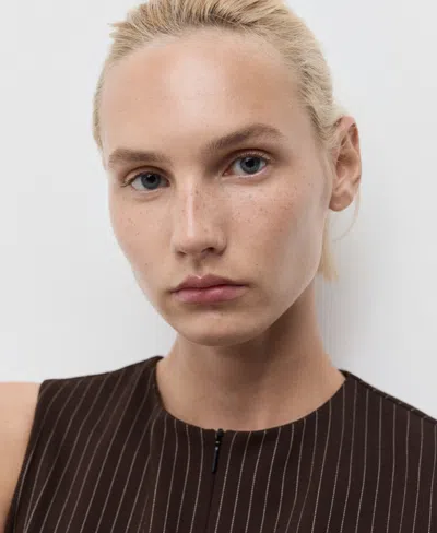 Mango Women's Fitted Zip-up Top In Brown