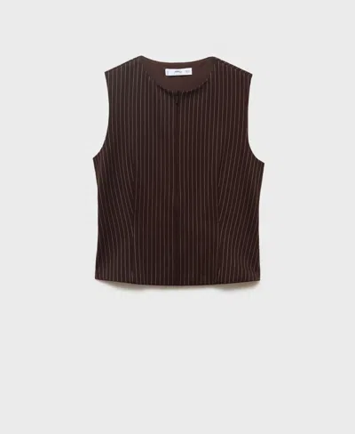 Mango Women's Fitted Zip-up Top In Brown