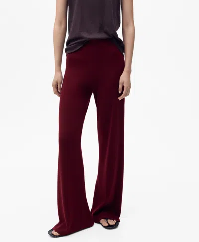 Mango Women's Straight Knitted Pants In Burgundy