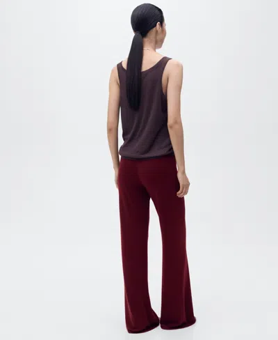 Mango Women's Straight Knitted Pants In Burgundy