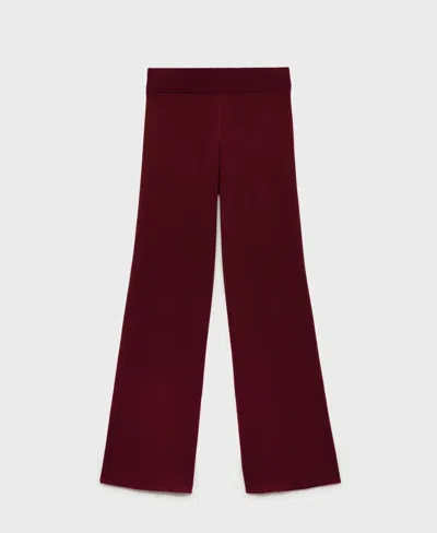 Mango Women's Straight Knitted Pants In Burgundy
