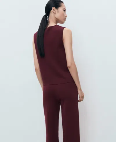 Mango Button Front Fine Knit Vest In Red