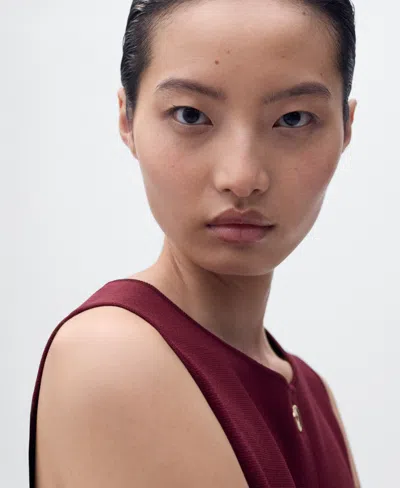 Mango Button Front Fine Knit Vest In Red