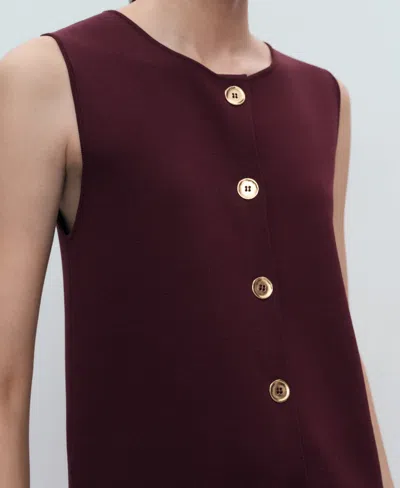 Mango Button Front Fine Knit Vest In Red
