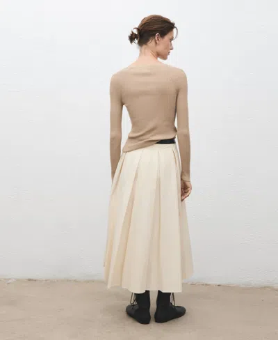 Mango V-neck Ribbed Henley Sweater In Neutral