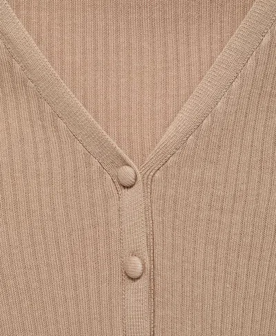 Mango V-neck Ribbed Henley Sweater In Neutral