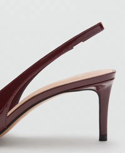 Mango Pointed Shoes With Patent Leather Effect Burgundy In Burgundy