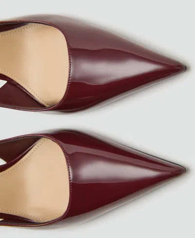Mango Pointed Shoes With Patent Leather Effect Burgundy In Burgundy