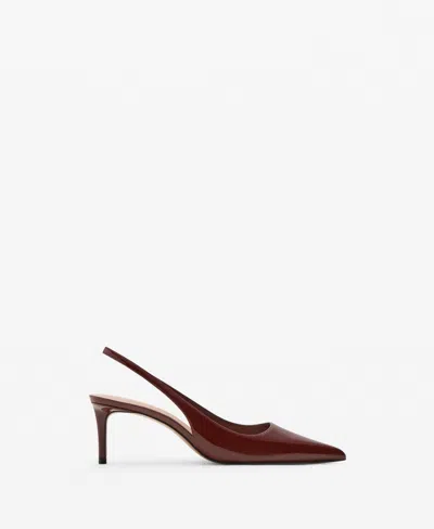 Mango Pointed Shoes With Patent Leather Effect Burgundy In Burgundy