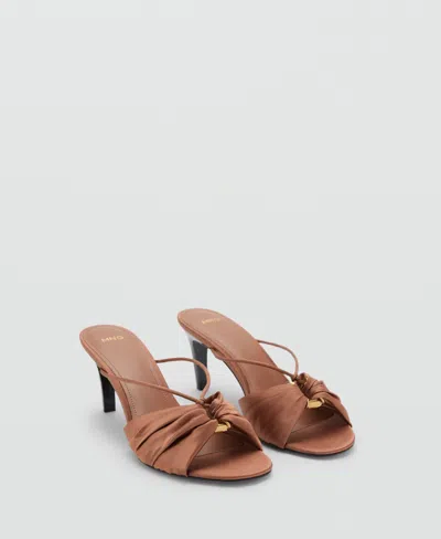 Mango Hardware Detail Slingback Heeled Sandals In Orange