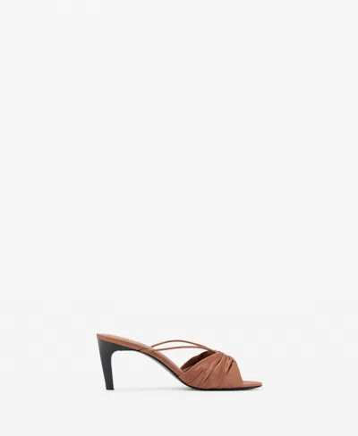 Mango Hardware Detail Slingback Heeled Sandals In Orange