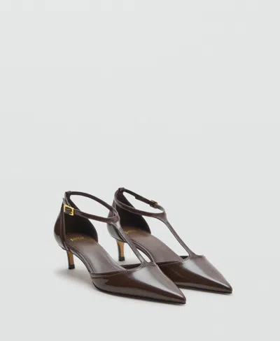 Mango Ankle Strap Pointed Heels In Brown