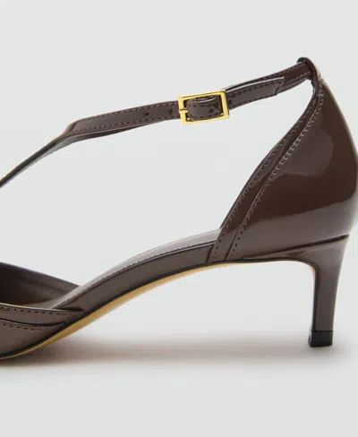 Mango Ankle Strap Pointed Heels In Brown