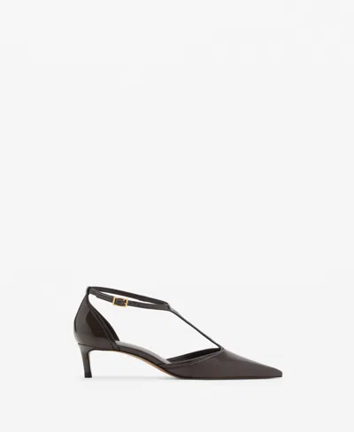 Mango Ankle Strap Pointed Heels In Brown