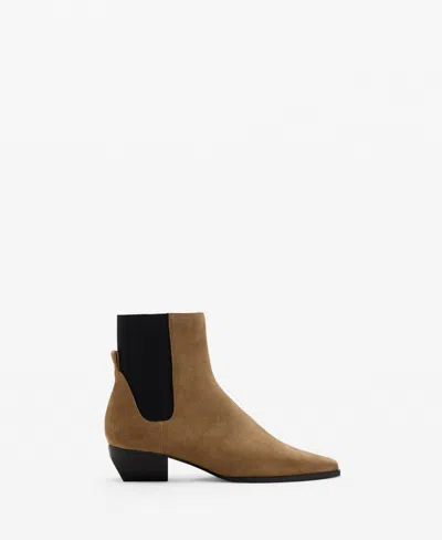 Mango Heel Suede Ankle Boot Medium Brown In Brown
