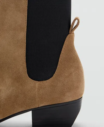 Mango Heel Suede Ankle Boot Medium Brown In Brown