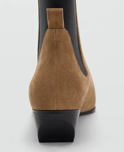 Mango Heel Suede Ankle Boot Medium Brown In Brown