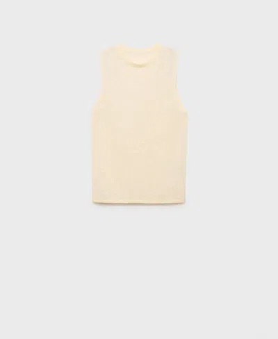 Mango High Neck Knit Sleeveless Top In Neutral