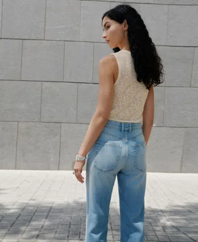 Mango High Neck Knit Sleeveless Top In Neutral