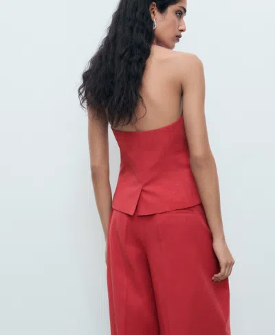 Mango Cotton Mix Halterneck Vest In Multi