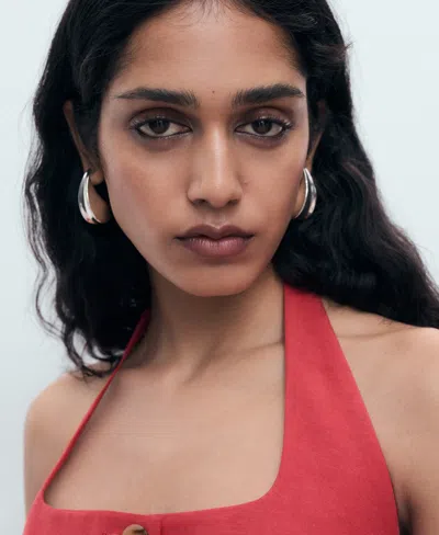 Mango Cotton Mix Halterneck Vest In Multi