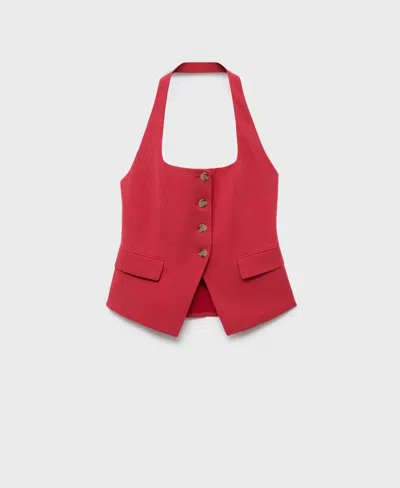Mango Cotton Mix Halterneck Vest In Multi