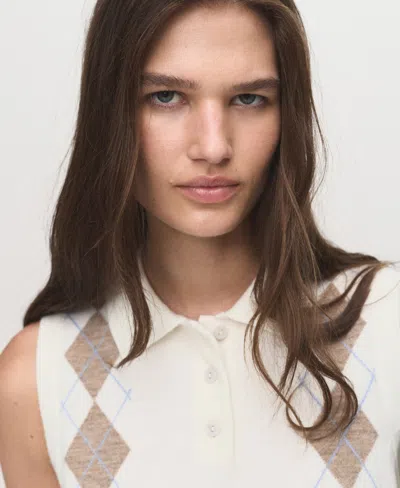 Mango Women's Diamond-print Polo-neck Sweater Vest In Multi