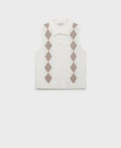 Mango Women's Diamond-print Polo-neck Sweater Vest In Multi