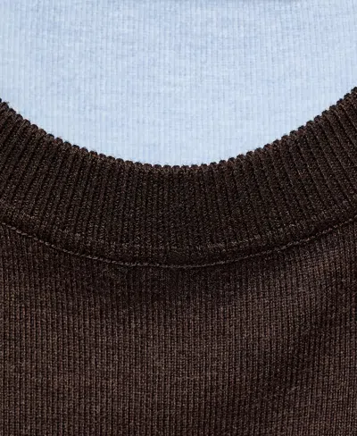 Mango Combined Design Sweater In Brown