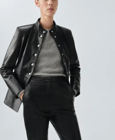 Mango Women's Leather Flare Pants In Black