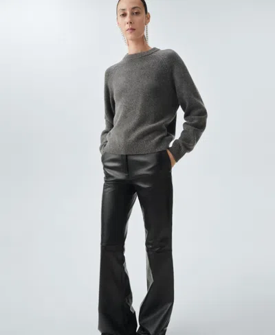 Mango Women's Leather Flare Pants In Black