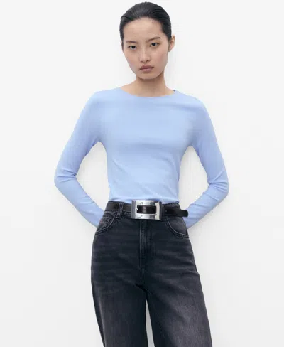 Mango Fine Knit Sweater In Blue