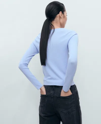 Mango Fine Knit Sweater In Blue