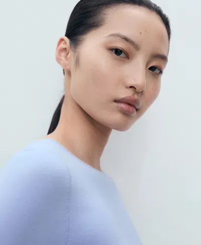 Mango Fine Knit Sweater In Blue