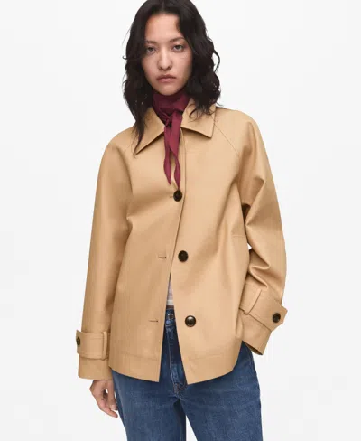 Mango Oversize Jacket In Brown