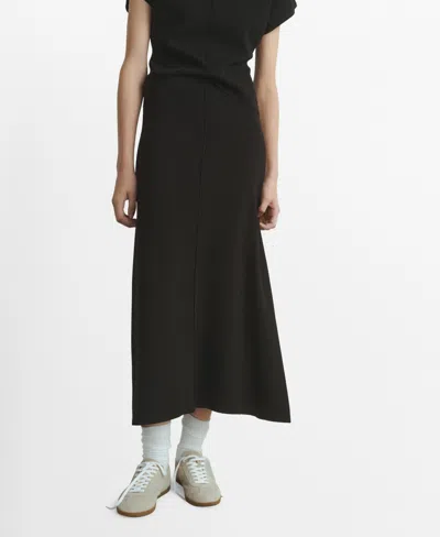 Mango Women's Flared Knitted Skirt In Black
