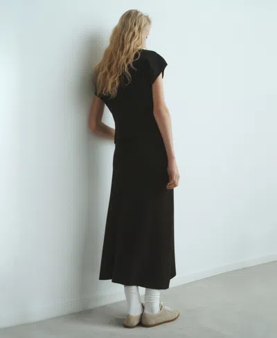 Mango Women's Flared Knitted Skirt In Black