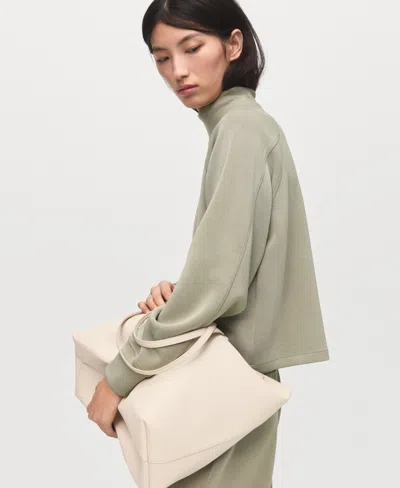 Mango High Collar Sweatshirt Khaki In Gray